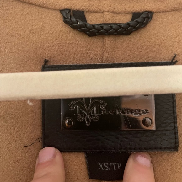 Luxury tan jacket with hood and elbow patches; worn once; size XS - Picture 9 of 9